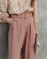 Just Business High Rise Belted Pants - Camel